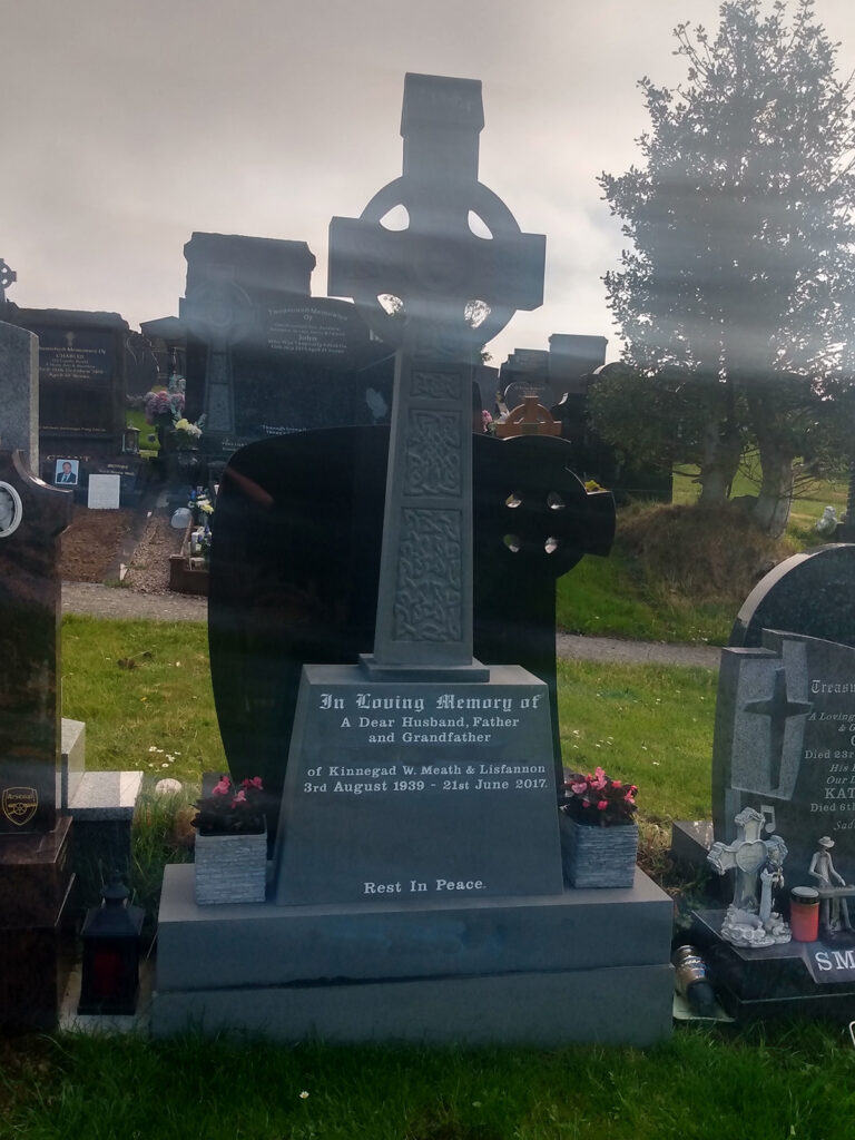 Honed granite celtic cross headstone